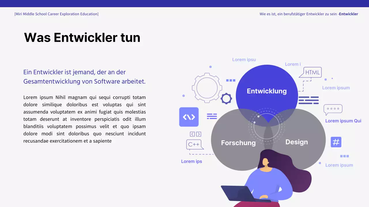Ausbildung für blau getönte Entwickler zur Berufsfindung