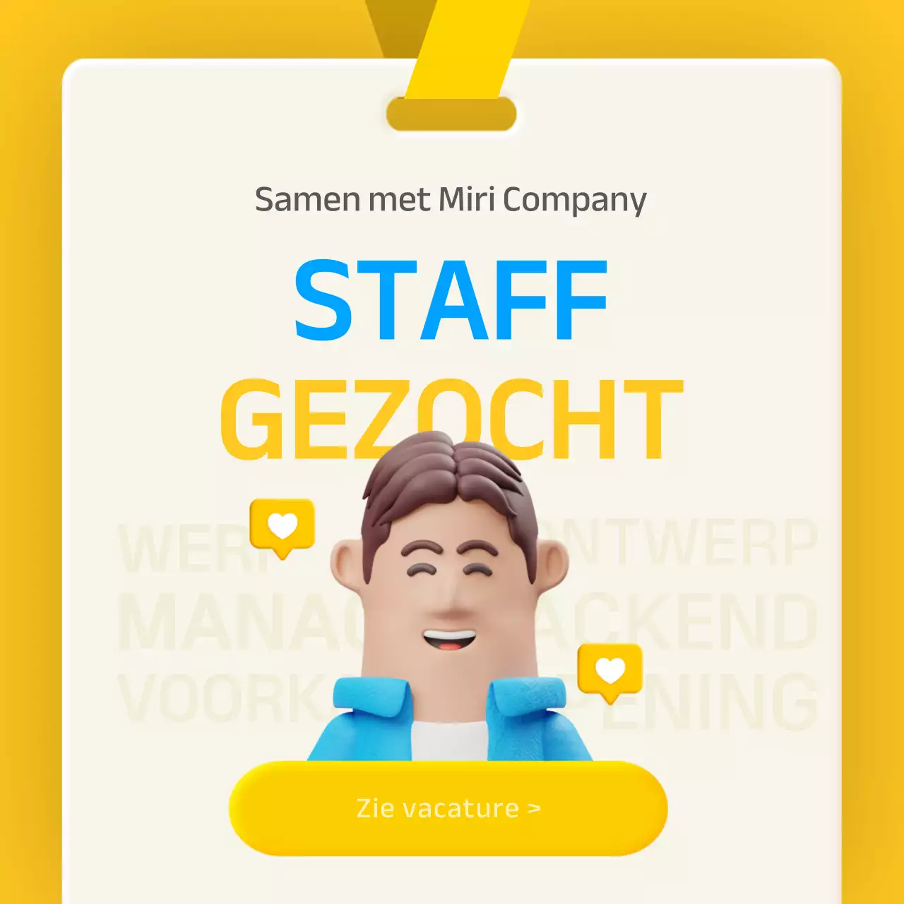 3D stereoscopisch concept in blauw en geel om in-house welzijn te introduceren