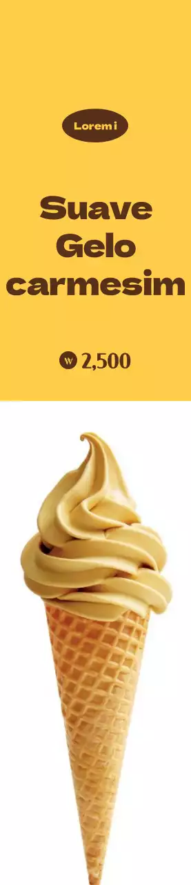 Meio de promoção de gelado sobre fundo amarelo e branco