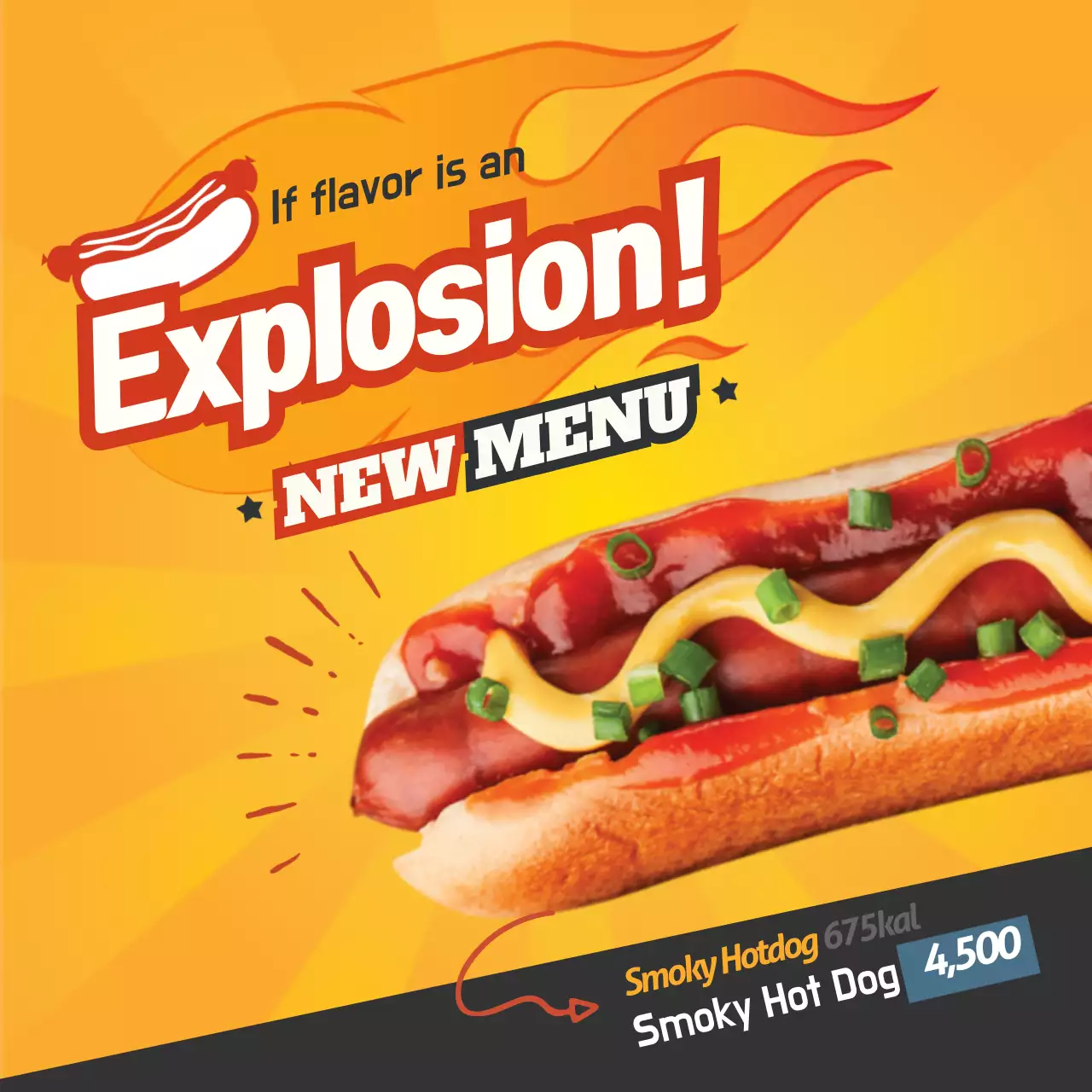 Orange Bold Hotdog Promotion Banner
