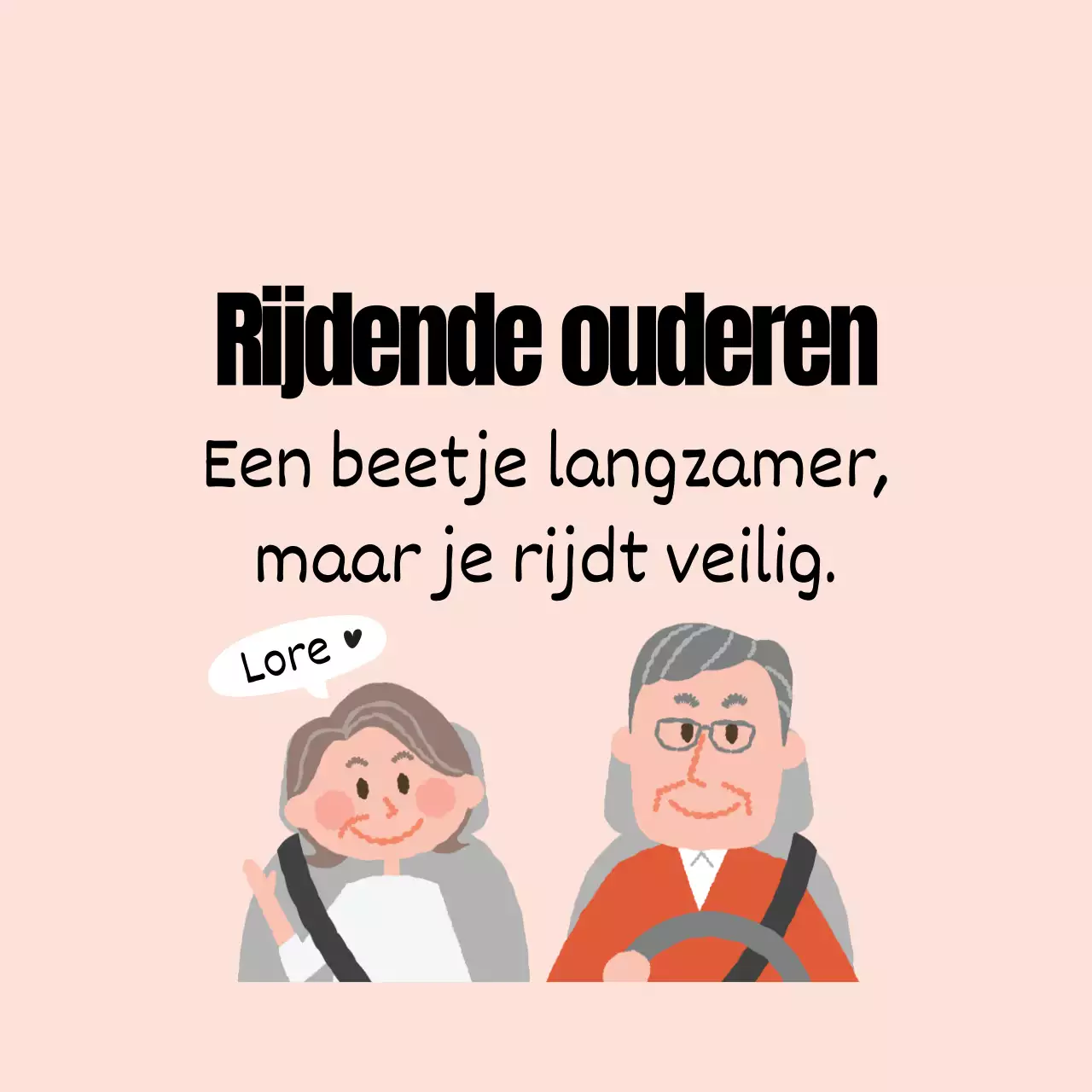 Roze geïllustreerde gids voor veilig rijden voor oudere stellen