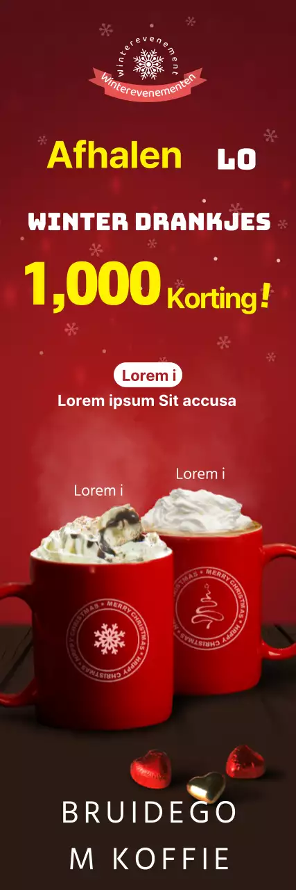 Promoot het menu van je kerstkoffiecafé met een rode foto