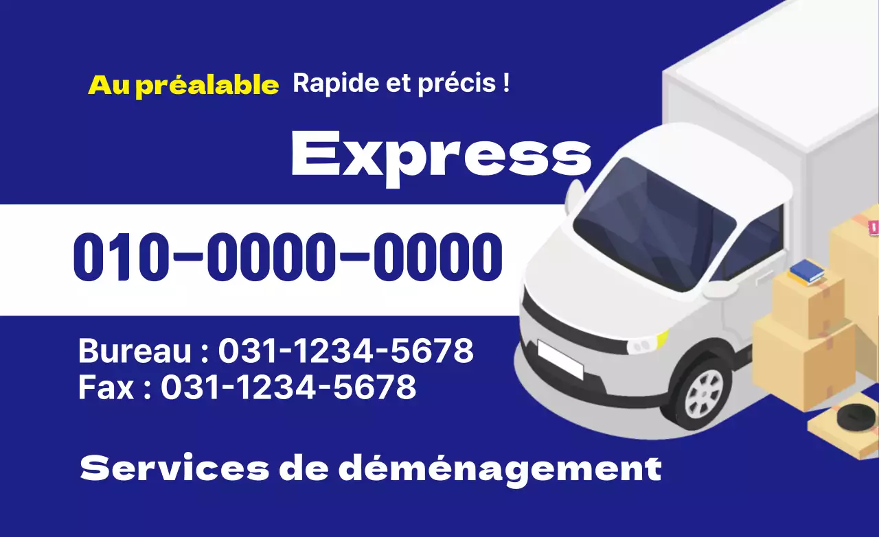 Cartes de visite d'une entreprise de déménagement