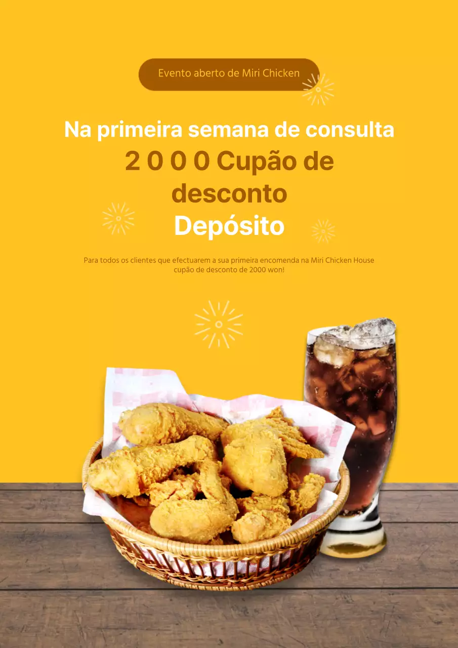Cartaz amarelo com desconto na primeira encomenda