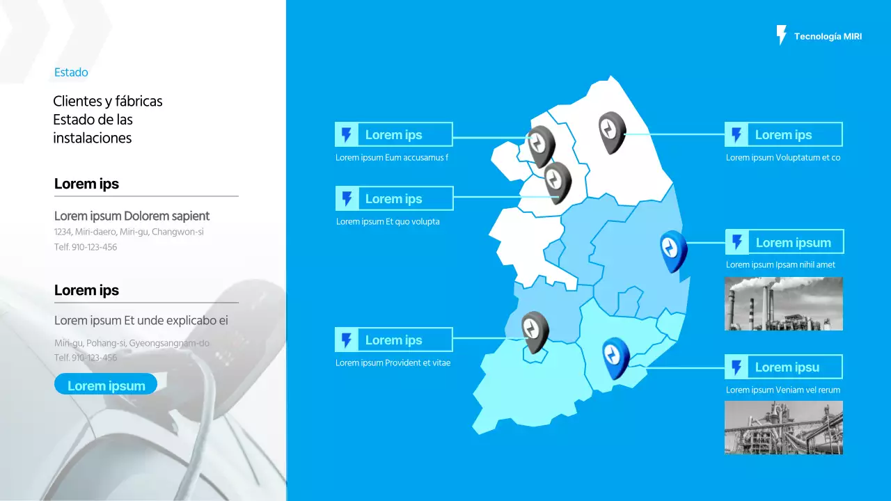 Propuesta de suministro de cargadores para coches eléctricos en azul claro y menta