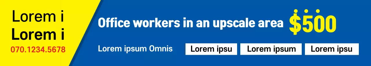 Banner de anúncio de escritório moderno azul