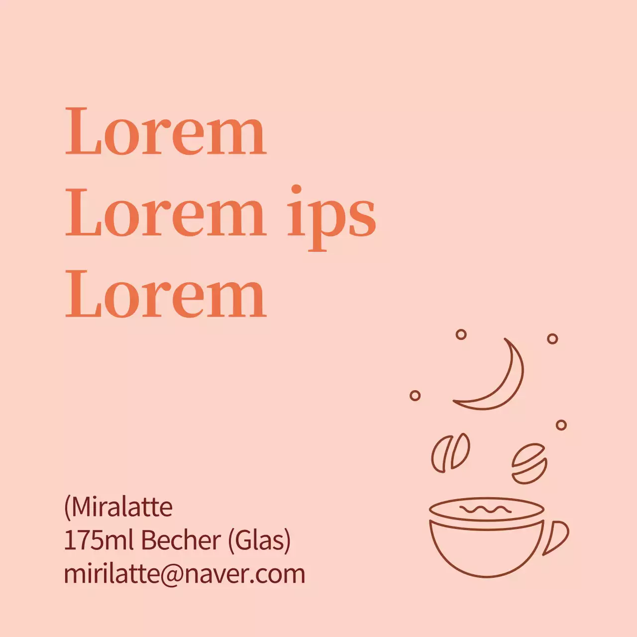 Gepflegtes Kaffee-Werbeetikett mit orangefarbener Illustration