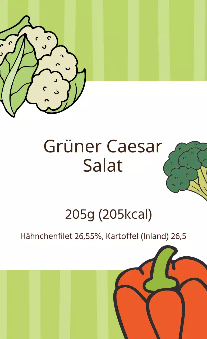Grün-orange illustriertes Salatverpackungsetikett