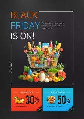 Black Modern Grocery Promotion Poster