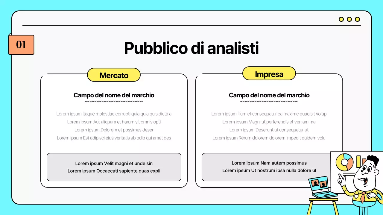 Strategie di marketing per simpatiche illustrazioni in giallo e menta