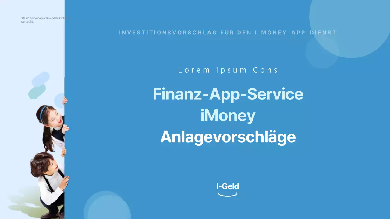 Investitionsvorschlag für Finanzapplikationen mit blauer Färbung