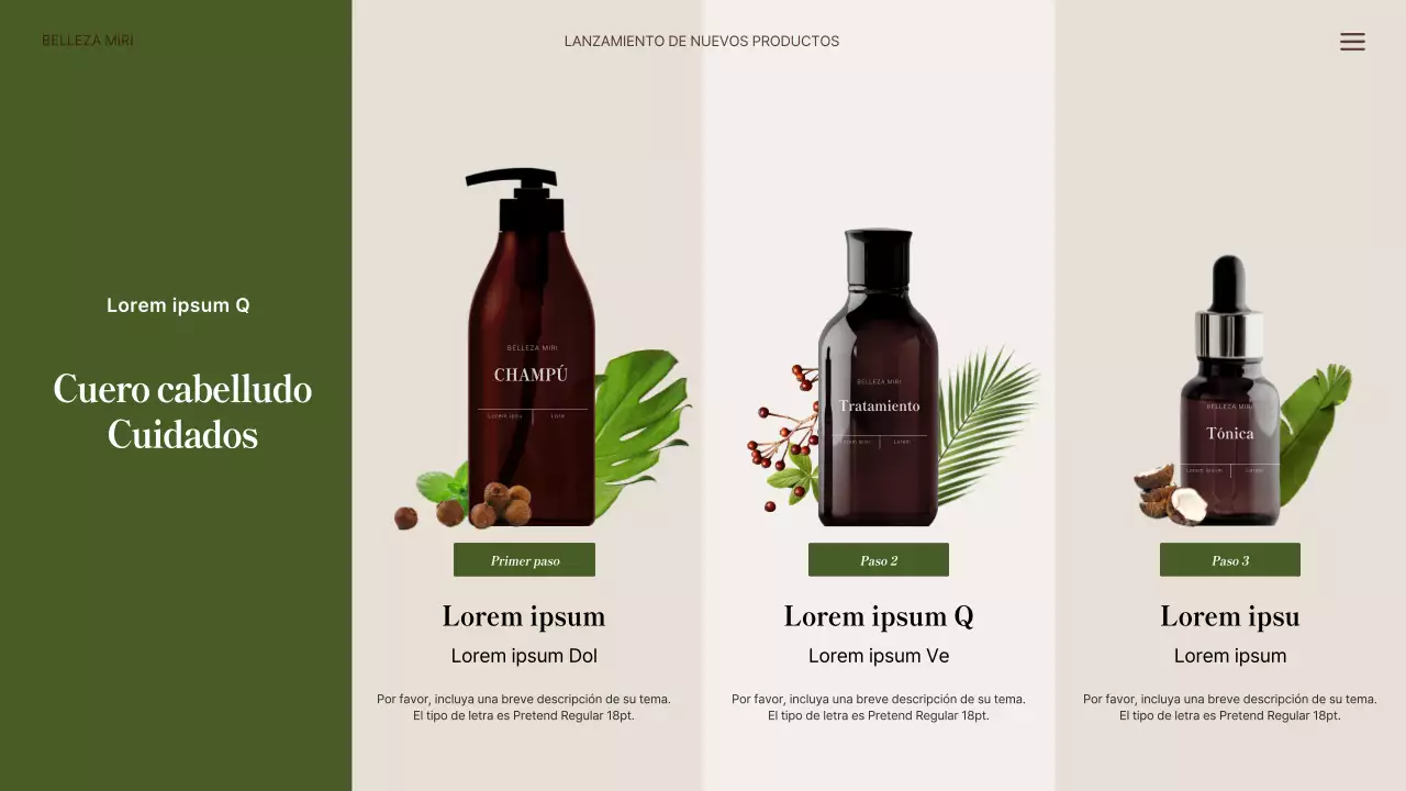 Nuevos productos capilares naturales en verde y beige
