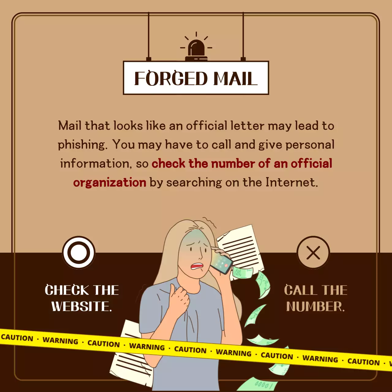 Beige Vintage Scam Warning Announcement Instagram Carousel