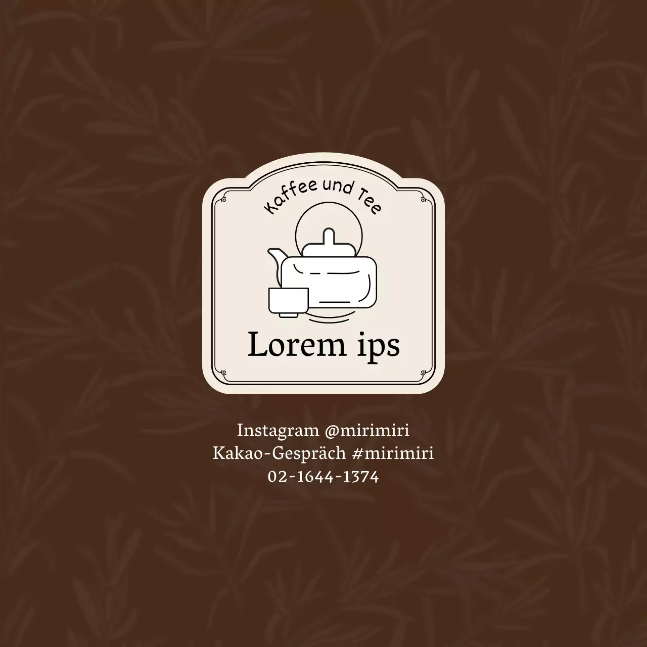 Braunes Elfenbein Illustrated Tea Café Teehaus Promotion