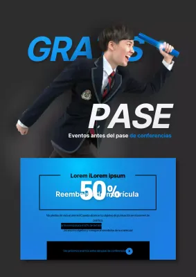 Promocionar un acto de graduación en la Escuela de Minas con una foto azul y negra de estudiante de running.