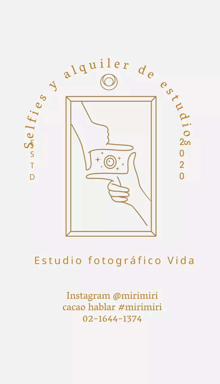 Tarjeta de visita de estudio fotográfico gris beige ilustrada