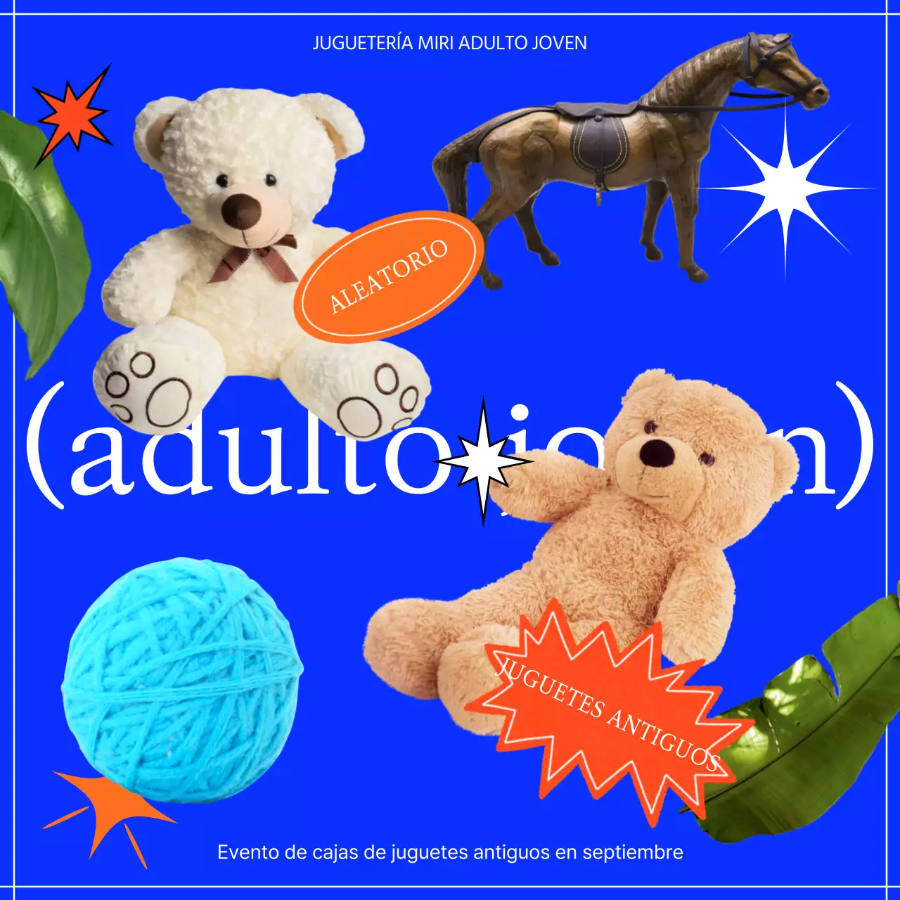 Caja de Juguetes Vintage Azul y Naranja Evento