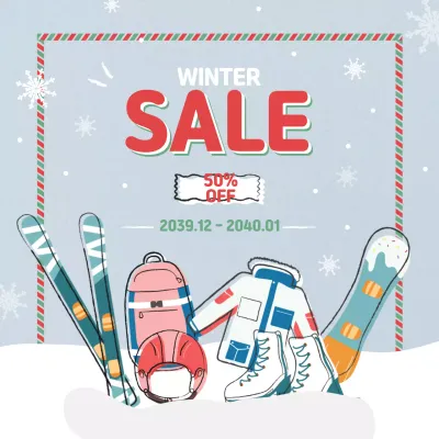 Red Trendy Winter Sale Promotion Instagram Post