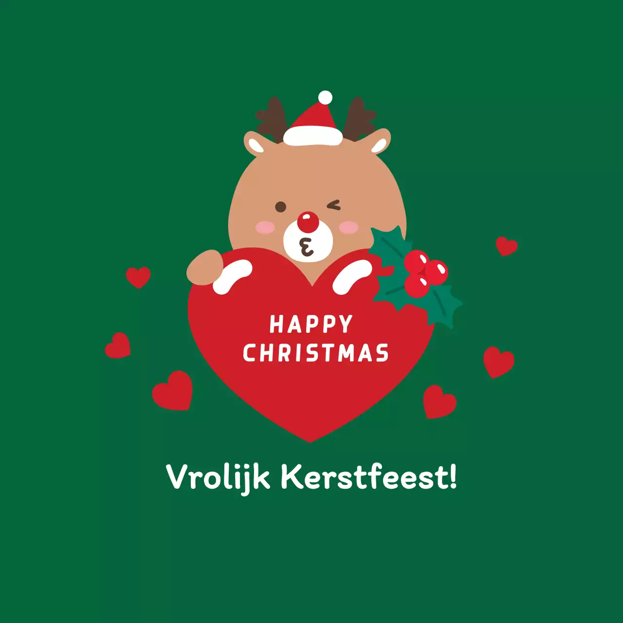 Rood Groen Schattig Illustratie Kerstkaartje