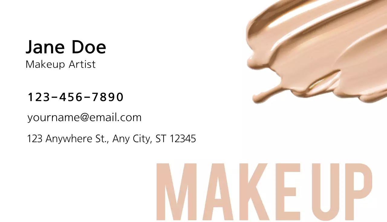 Beige Modern Makeup Advertisement Business Card