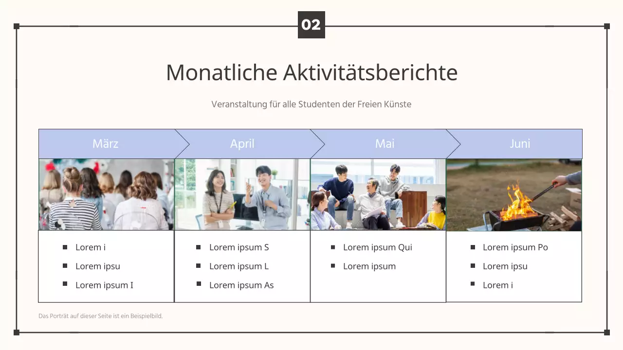 Ankündigung der Plenarsitzung zum Semesterende in schlichtem Beige und Hellblau