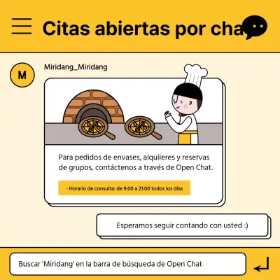 Ventana de chat amarilla para las citas de chat abiertas