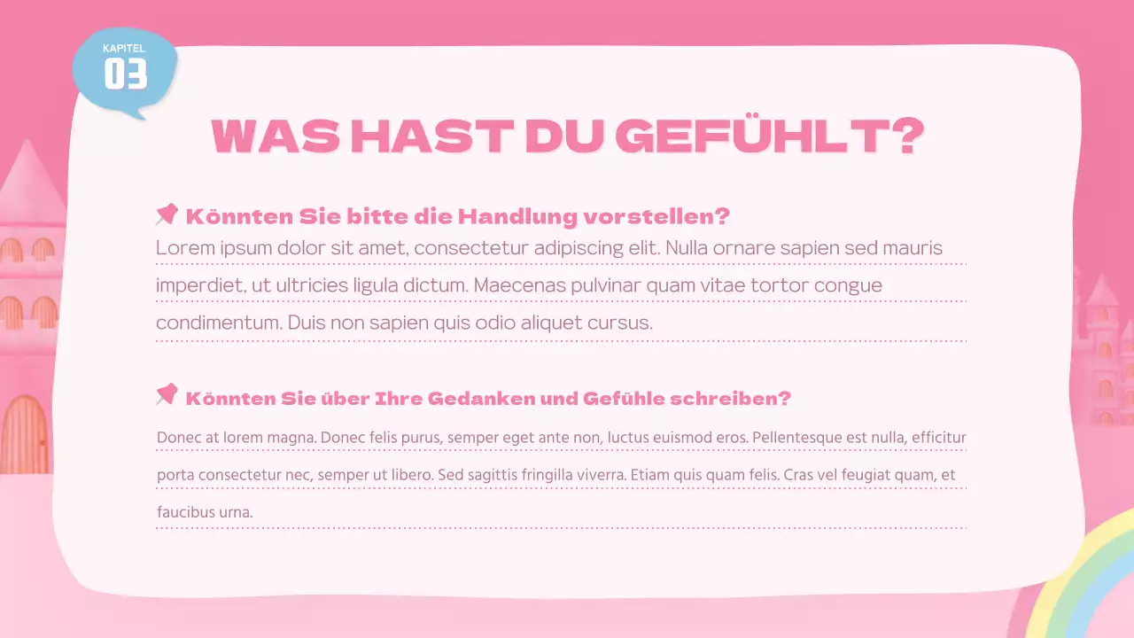 Eine niedliche rosa Prinzessin, ein Märchen, Schauspielunterricht