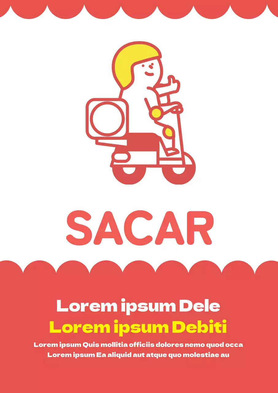 Ilustración rojo amarillo COVID-19 envase de entrega en tienda