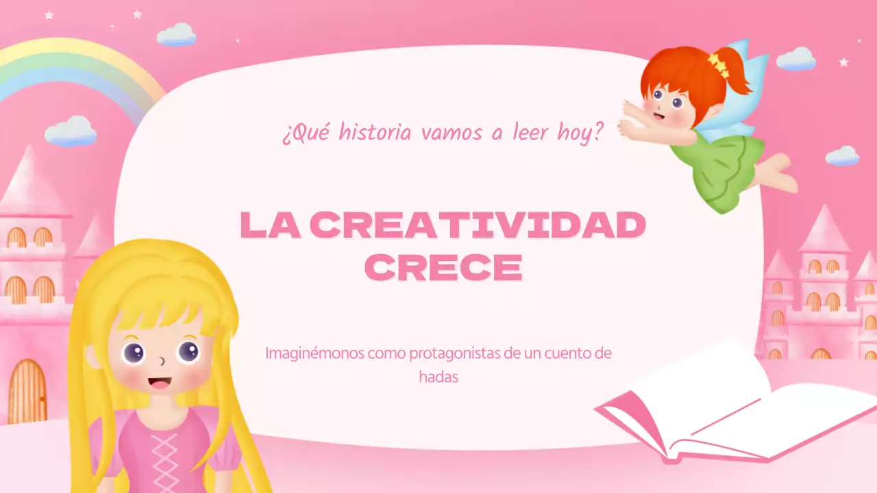 Una linda princesa rosa de cuento de hadas lección de actuación