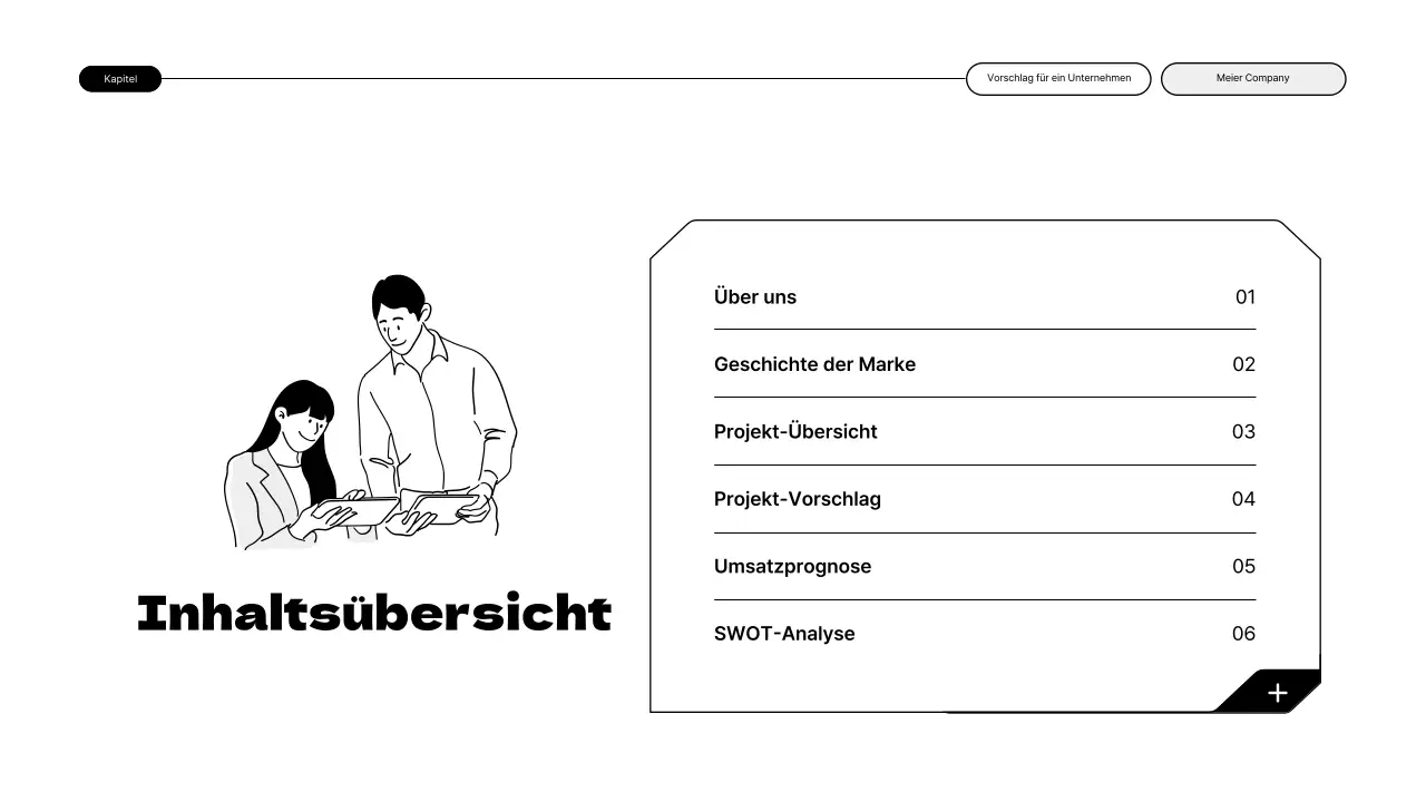 Ein einfacher, skalierbarer Vorschlag mit schwarz-weißen Illustrationen