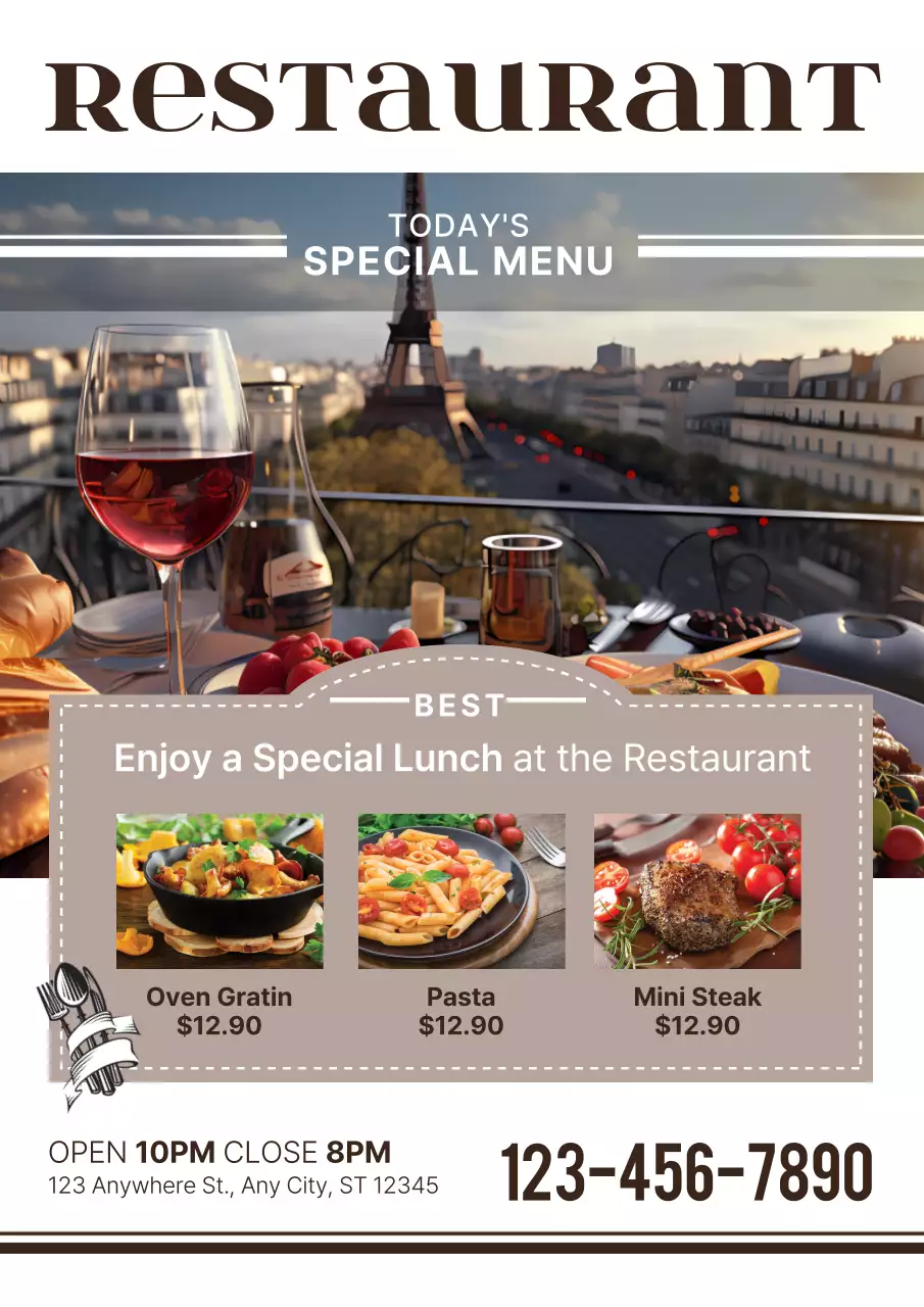 Beige Elegant Restaurant Menu Poster