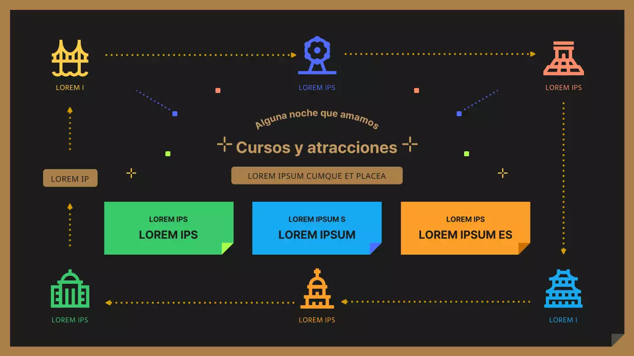 Un simpático guía turístico nocturno negro y colorido
