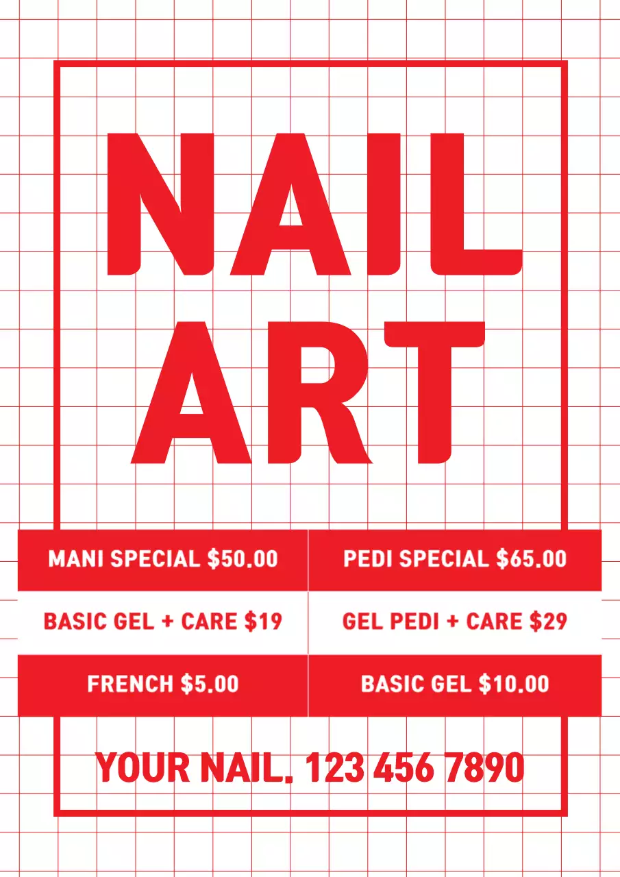 Red Modern Nail Promotion Poster