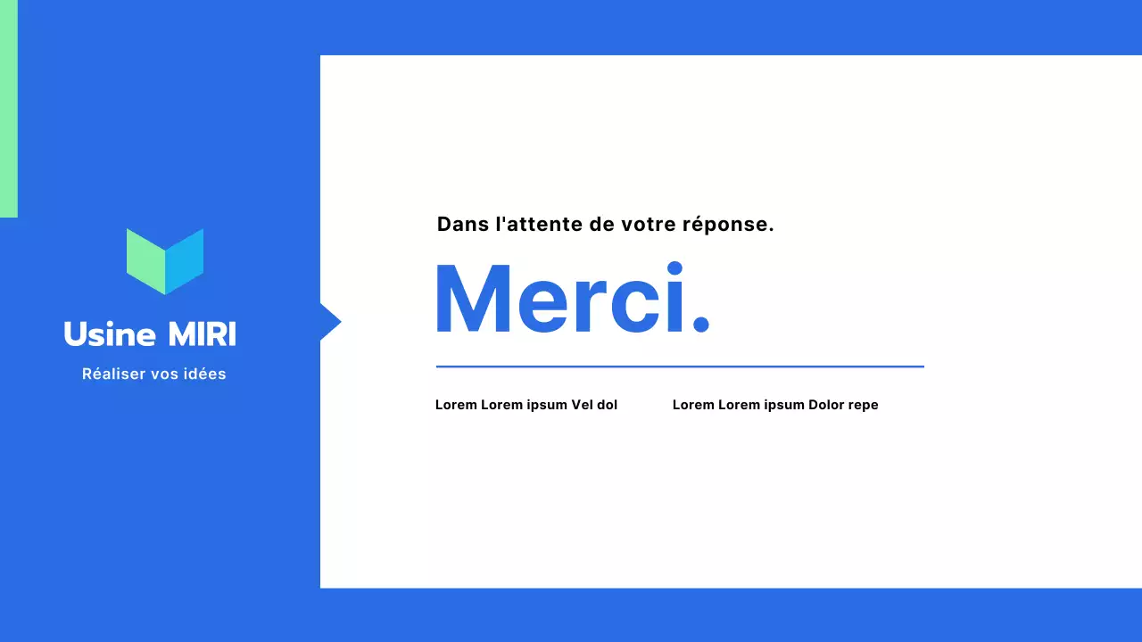 Proposition de présentation de services de production externalisés bleu menthe