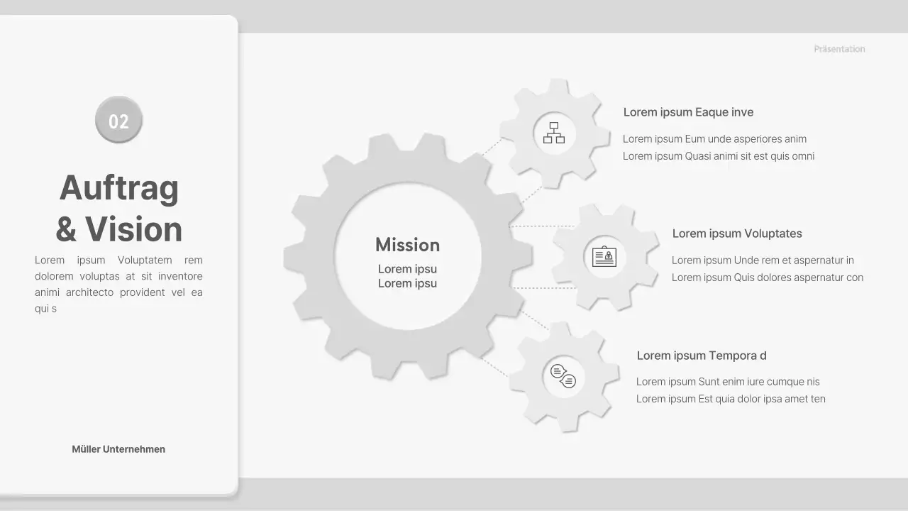 Vorschlag mit grauen, dreidimensionalen Zahnelementen