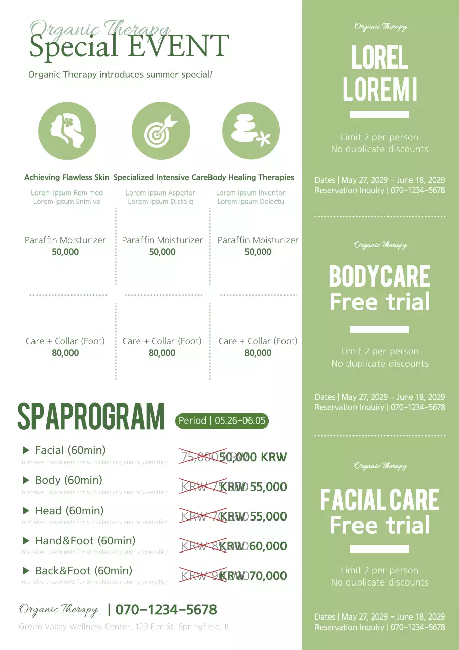 Green Minimal Spa Promotion Poster