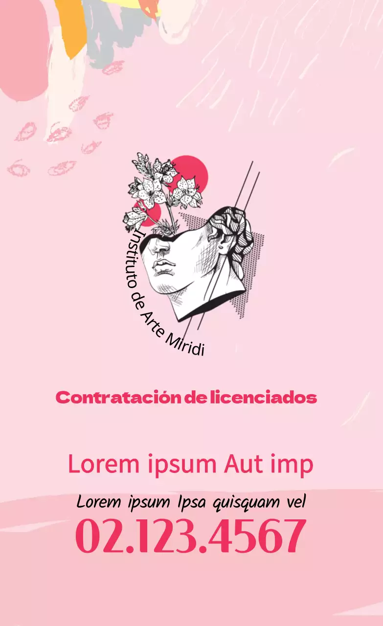 Rosa ilustración logotipo arte escuela promoción