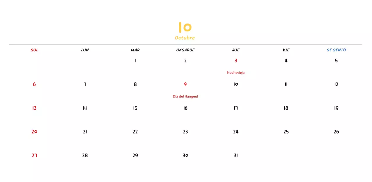 Calendario de Año Nuevo con simpáticas ilustraciones lineales