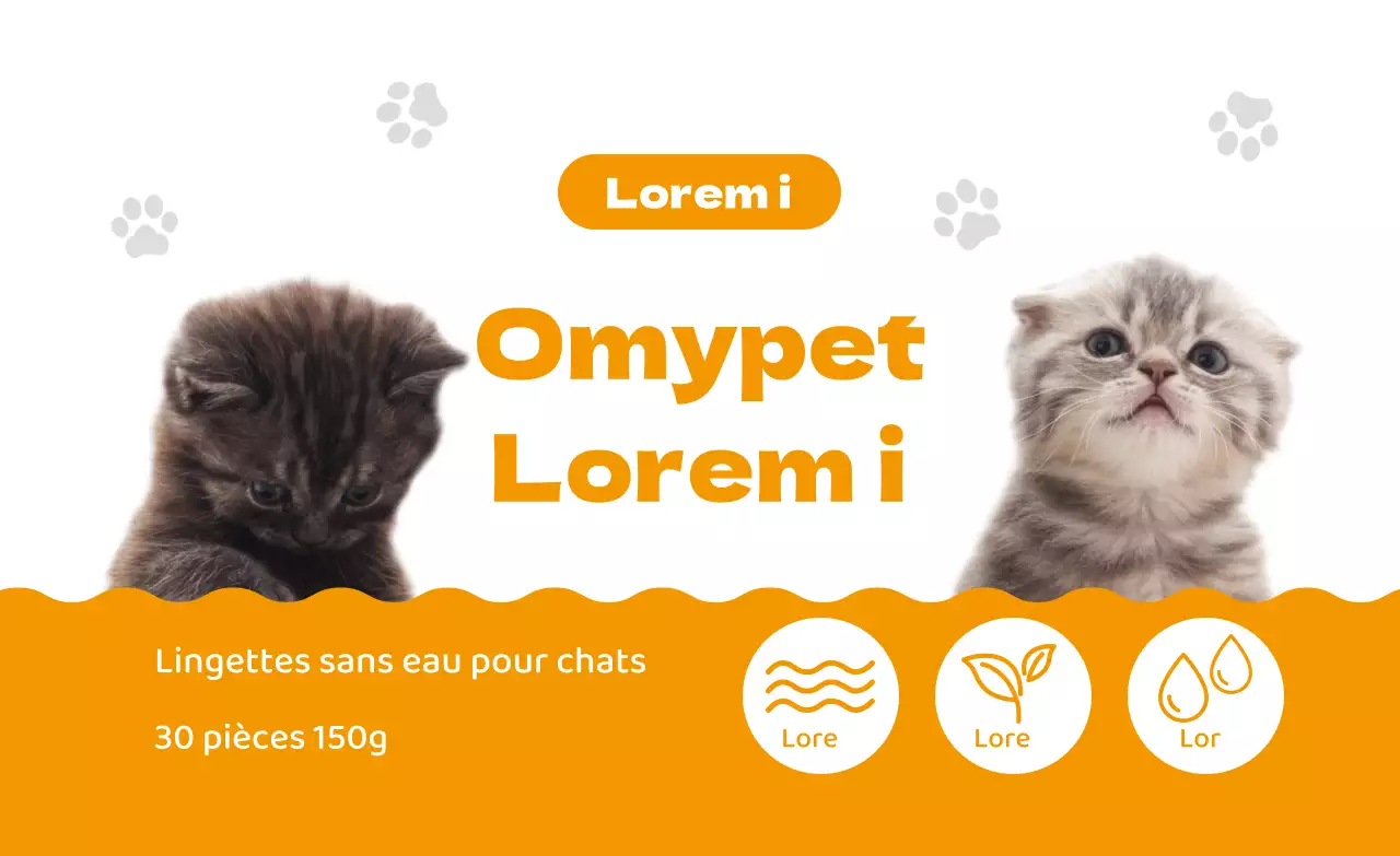 Étiquettes de papier mouchoir en forme de chat orange