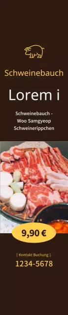 All-you-can-eat-Schweinebauch Werbemittel auf braunem Hintergrund