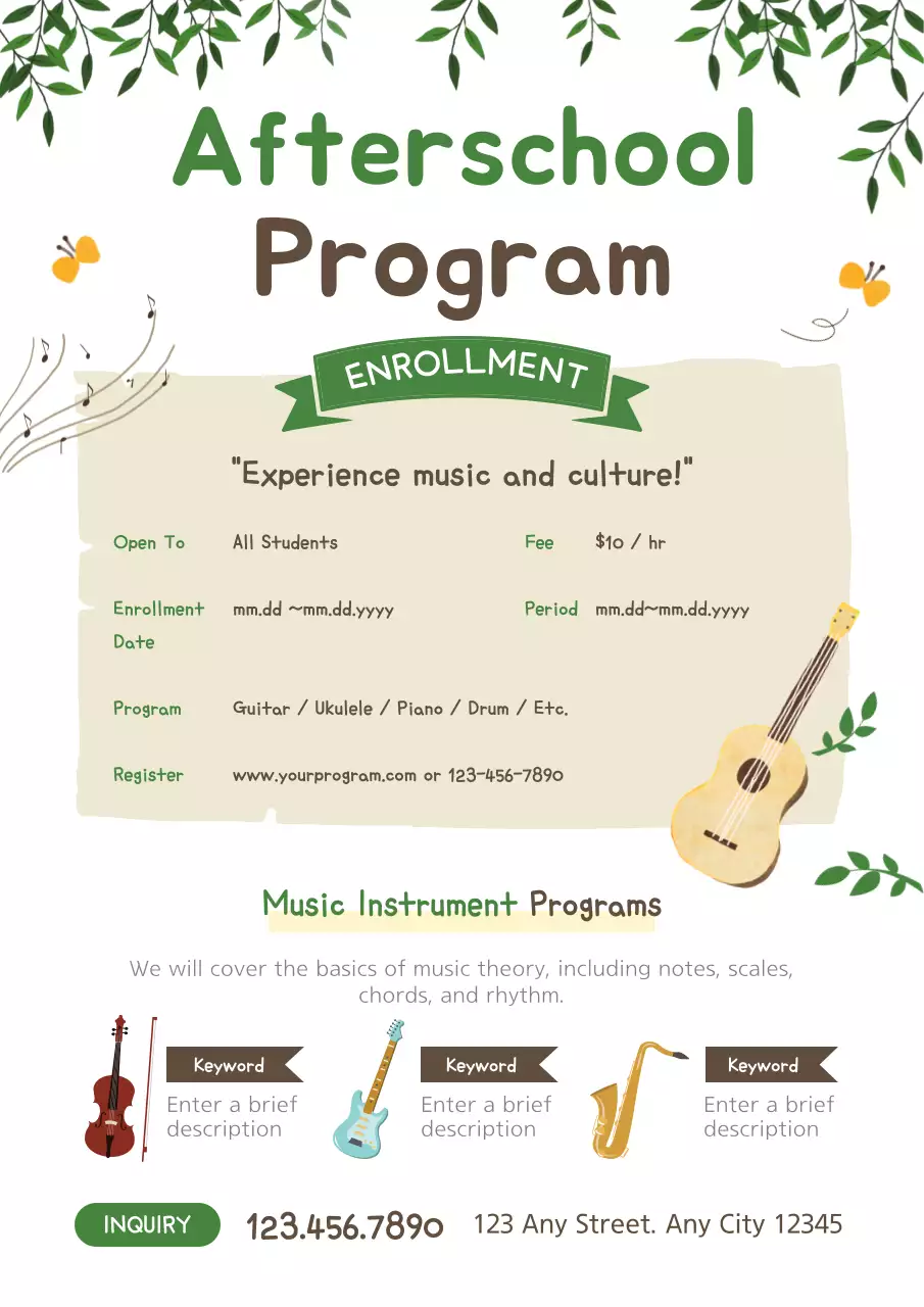 Green Minimal Music Invitation Poster