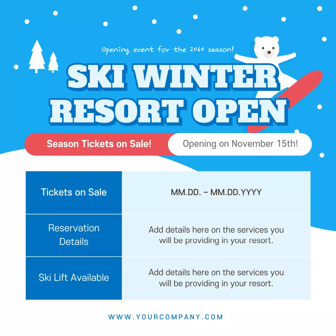 Blue Simple Ski Promotion Instagram Post