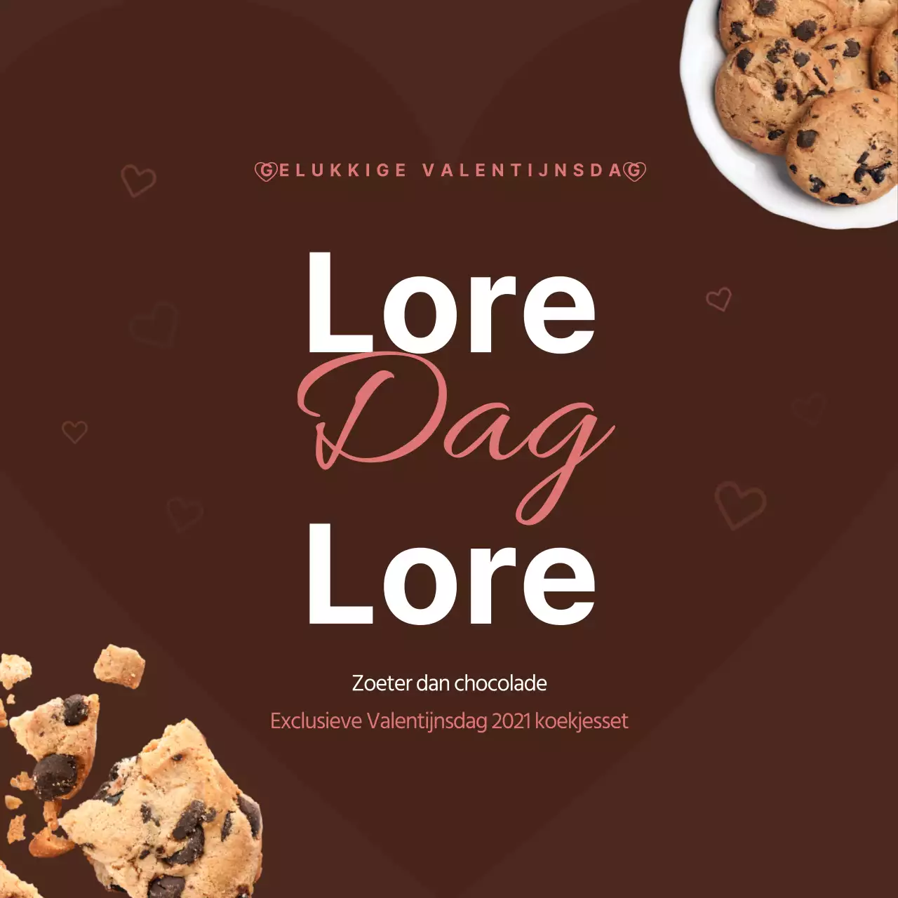 Bruine en witte chocoladekoekjes voor Valentijnsdag Event