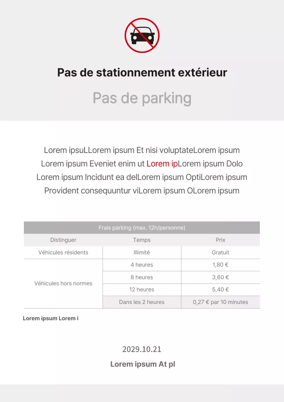 Un simple panneau d'interdiction de stationner en gris