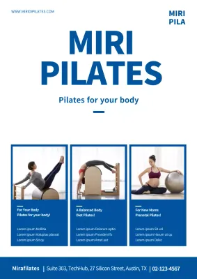 Blue Modern Pilates Promotion Poster