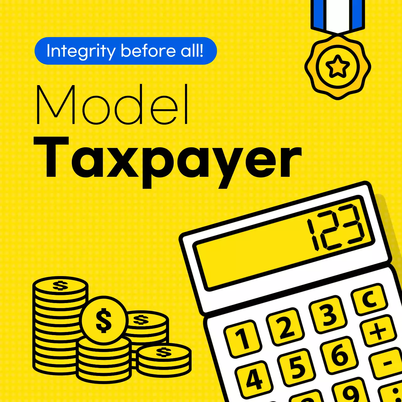 Provision of exemplary taxpayer information with a yellow calculator theme (Card News)