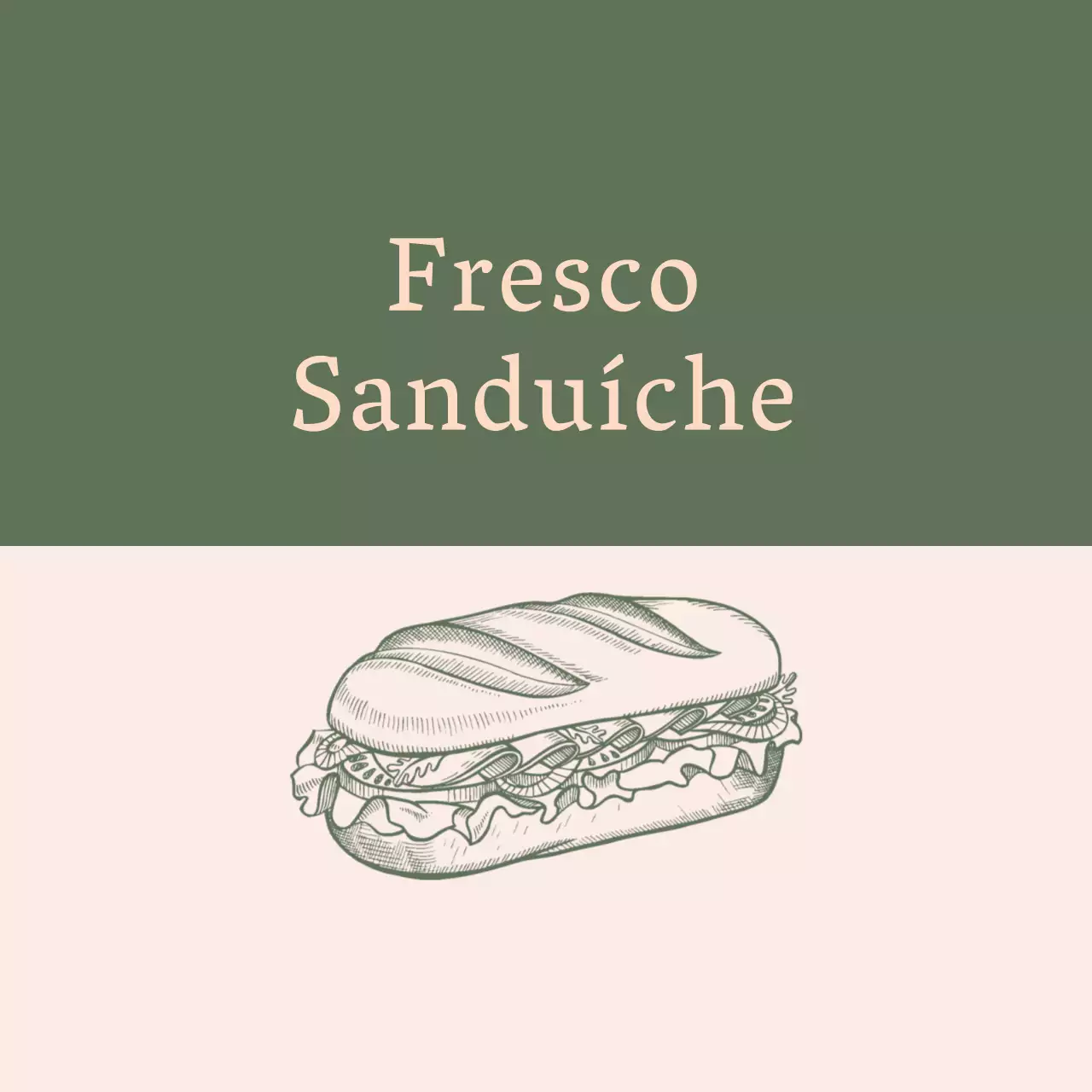 Rótulo de sandes de comida vintage com ilustração verde
