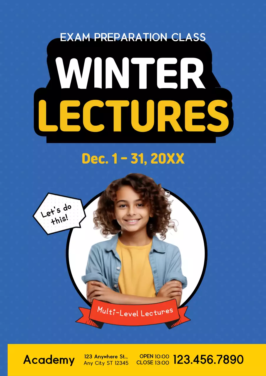 Blue Simple Exam Class Invitation Poster