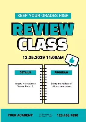 Yellow Modern Review Class Announcement Poster