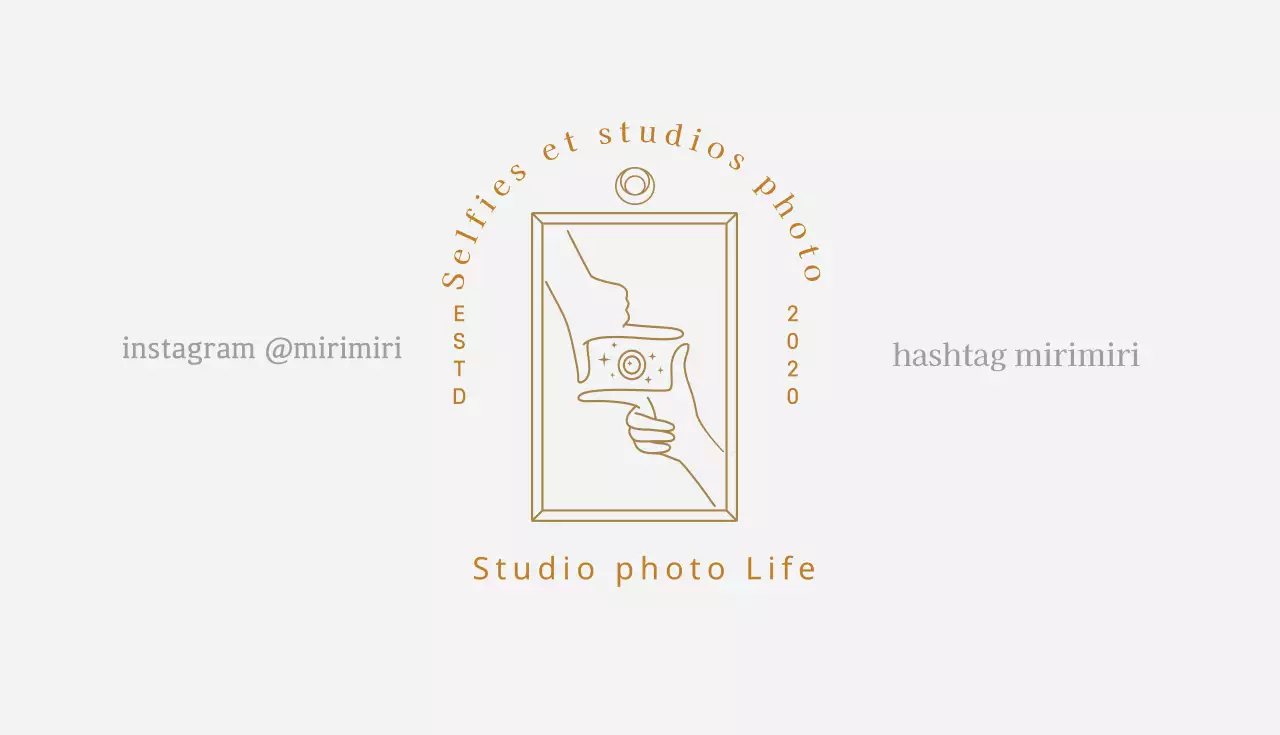 Carte de visite d'un studio de photographie illustrée en gris beige